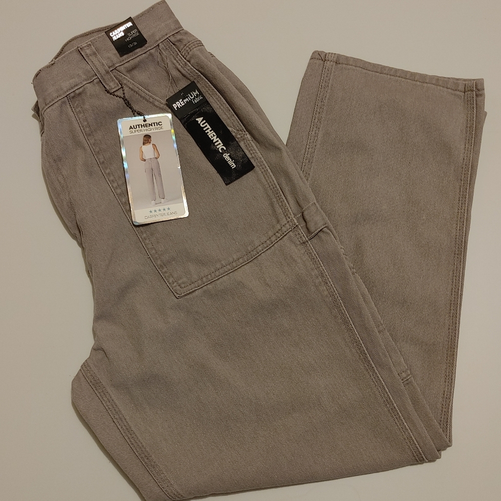 Simple Society Light Wash Gray High Waisted Carpenter Jeans Sz 13 juniors